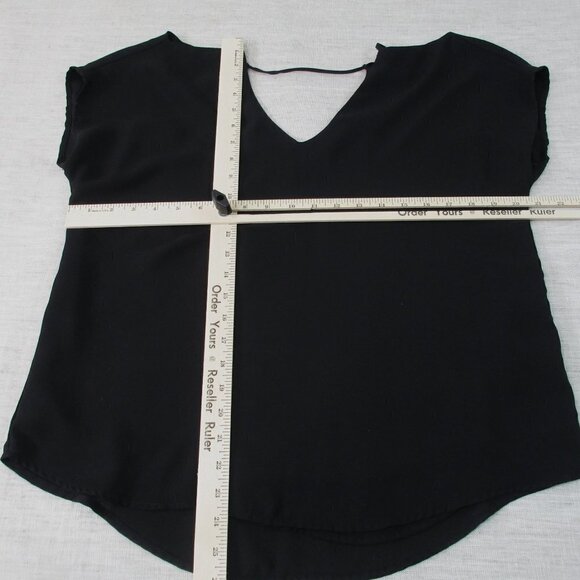 Shine Star Blouse Top Women Size L Black Cold Shoulder Sleeve Pullover Polyester - Picture 12 of 12